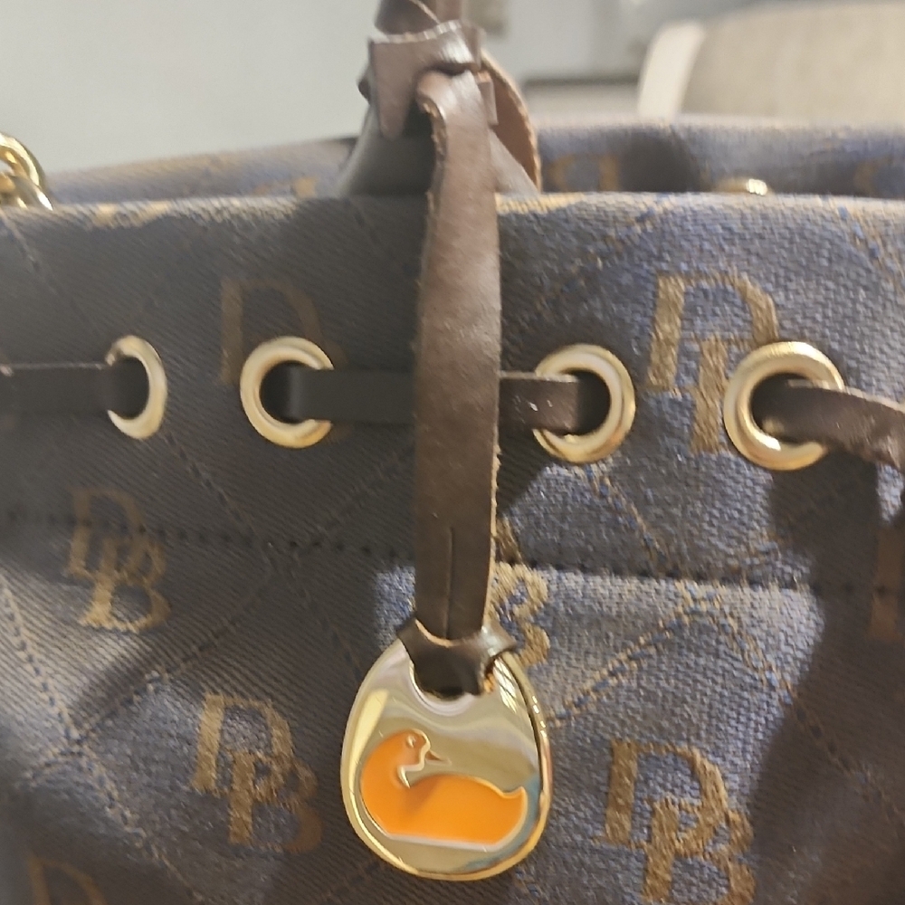 Dooney & Bourke Navy and Brown Satchel - Picture 4 of 5